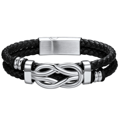 Concentric Knot Woven Leather Bracelets With Magnetic Buckle