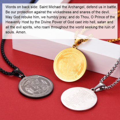 St. Michael Coin Necklace Medal Protection Pendant For Men