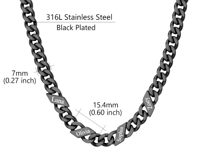 1-6 Names Stainless Steel Engraved Cuban Chain Necklace for Women