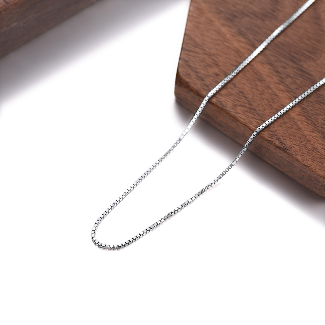 1mm Dainty 925 Sterling Silver Box Chain Necklace, Silver-01