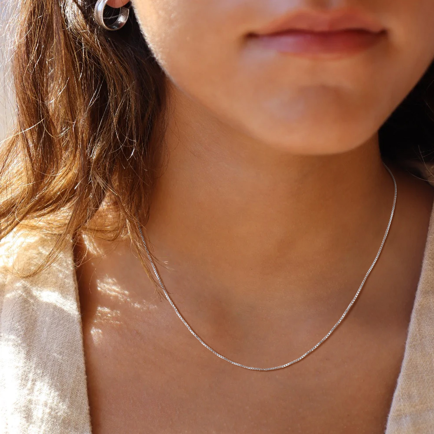 1mm Dainty 925 Sterling Silver Box Chain Necklace for Women - Women Holiday's Gift-01