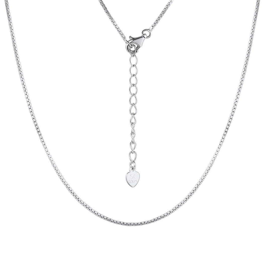 1mm Dainty 925 Sterling Silver Box Chain Necklace