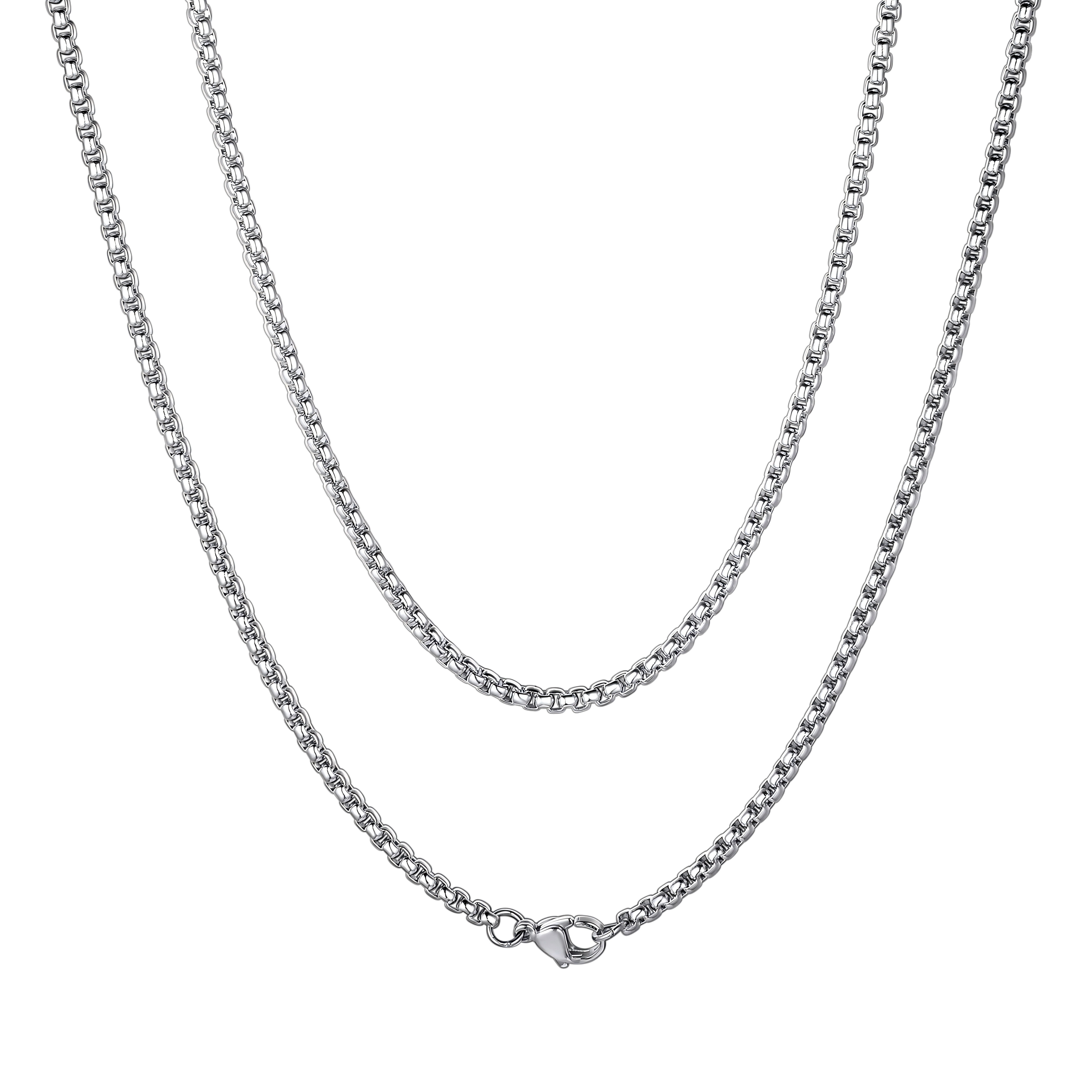 3mm Square Rolo Box Chain Silver