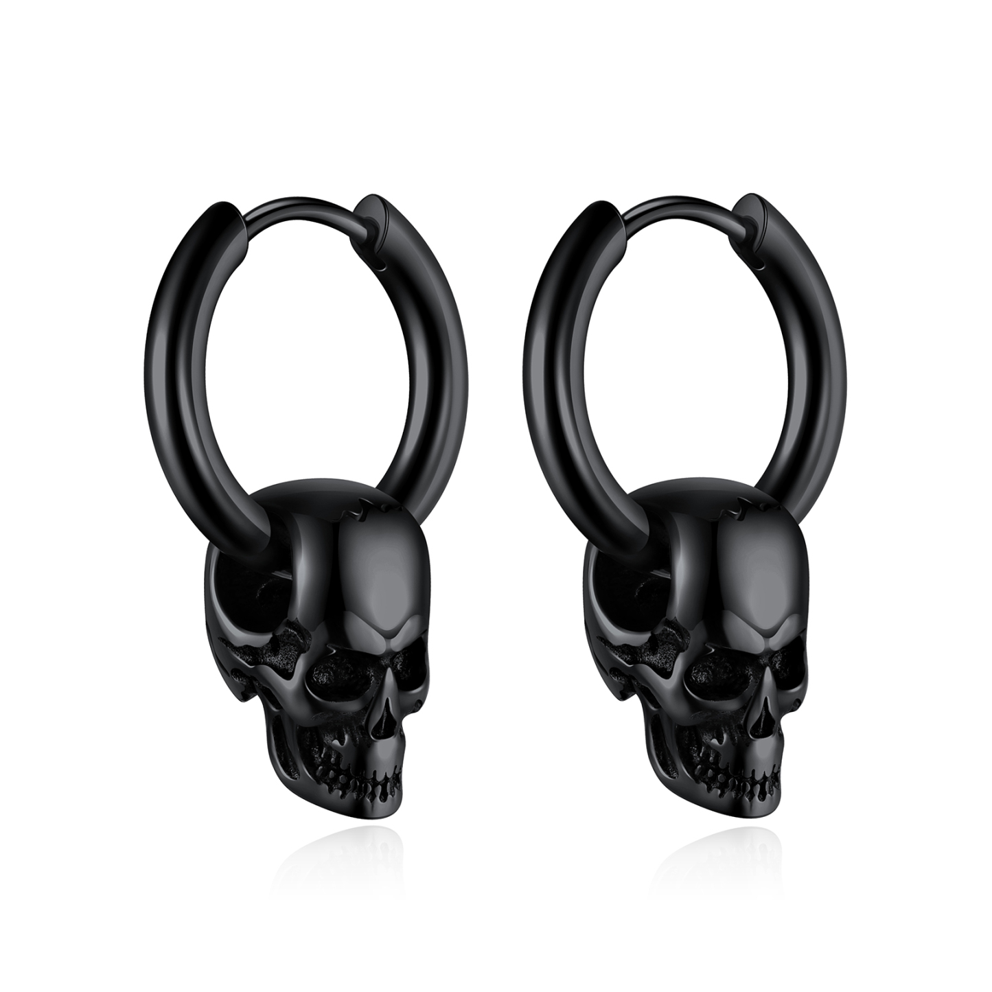2.5mm Skull Hoop Earrings Punk Jewelry for Him