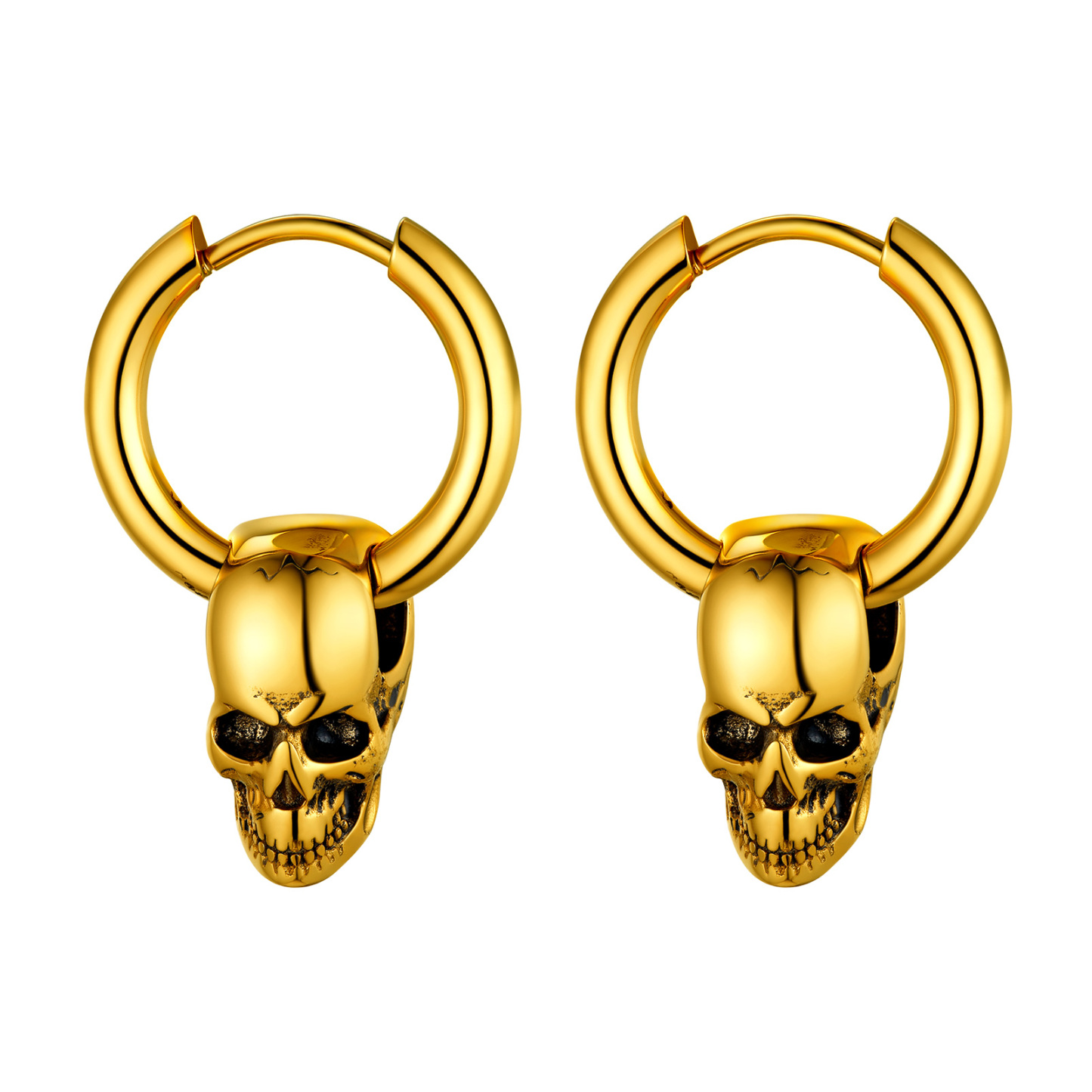 2.5mm Skull Hoop Earrings Punk Jewelry for Him