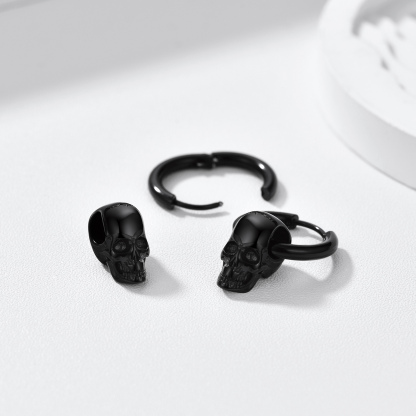 2.5mm Skull Hoop Earrings Punk Jewelry for Him
