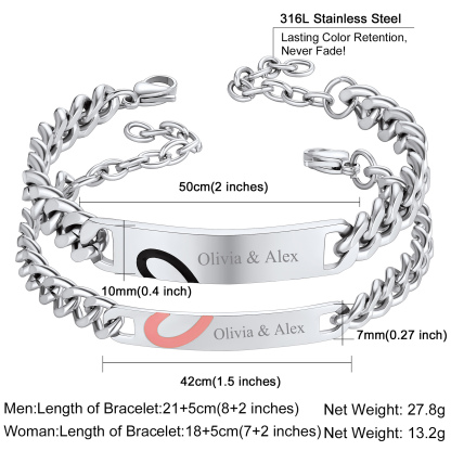 Stainless Steel Personalized ID Bar Link Bracelet For Women