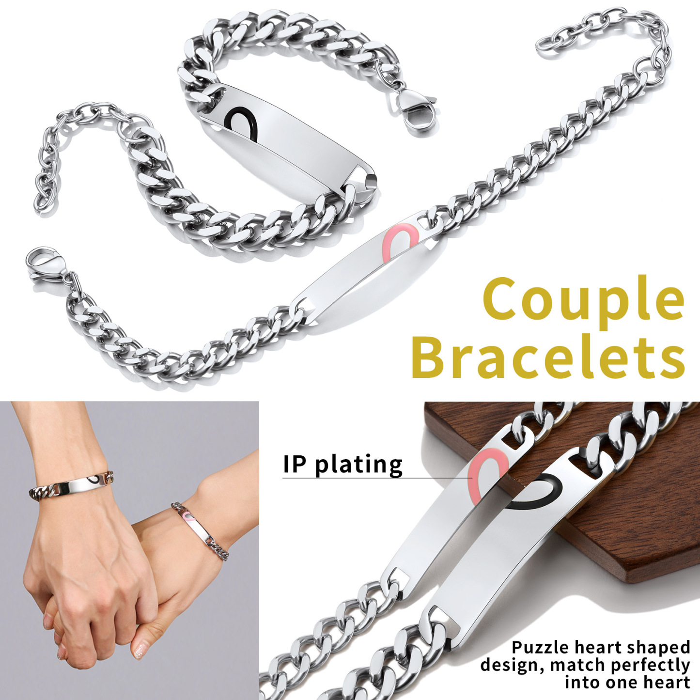 Stainless Steel Personalized ID Bar Link Bracelet For Women