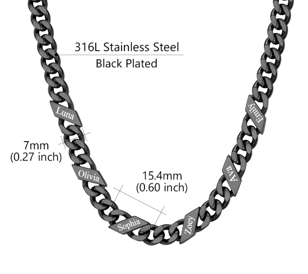 1-6 Names Stainless Steel Engraved Cuban Chain Necklace for Women