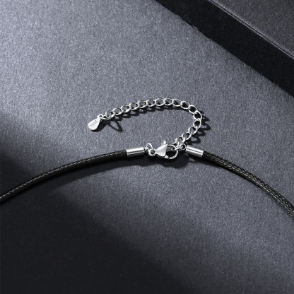 2mm Braided Leather Chain Necklace, Stainless Steel-02