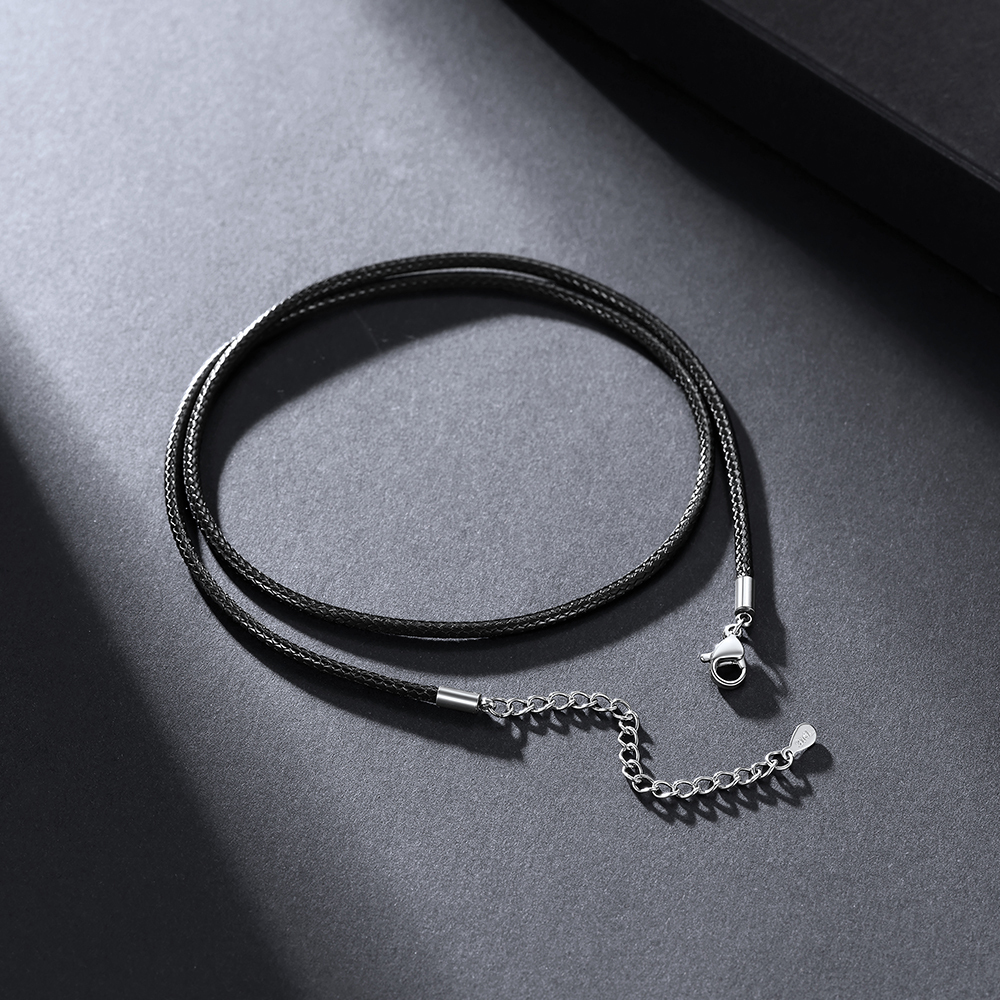 2mm Braided Leather Chain Necklace, Stainless Steel-04