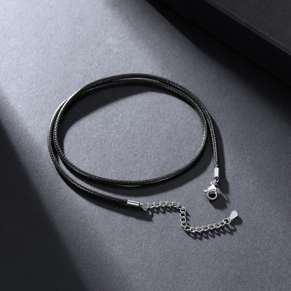 2mm Braided Leather Chain Necklace, Stainless Steel-04