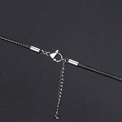 2mm Braided Leather Chain Necklace, Stainless Steel-03