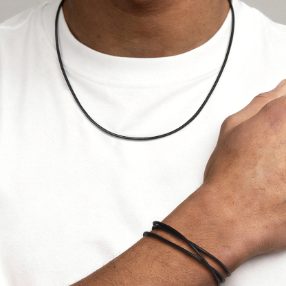 2mm Braided Leather Chain Necklace for Men - Mens Holiday's Gift