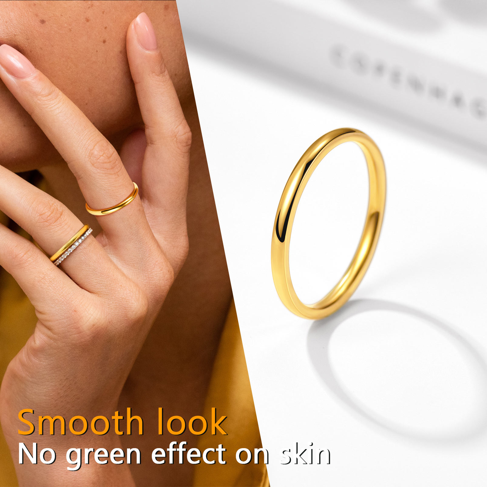 2mm-8mm Polished Stainless Steel Ring For Men Women