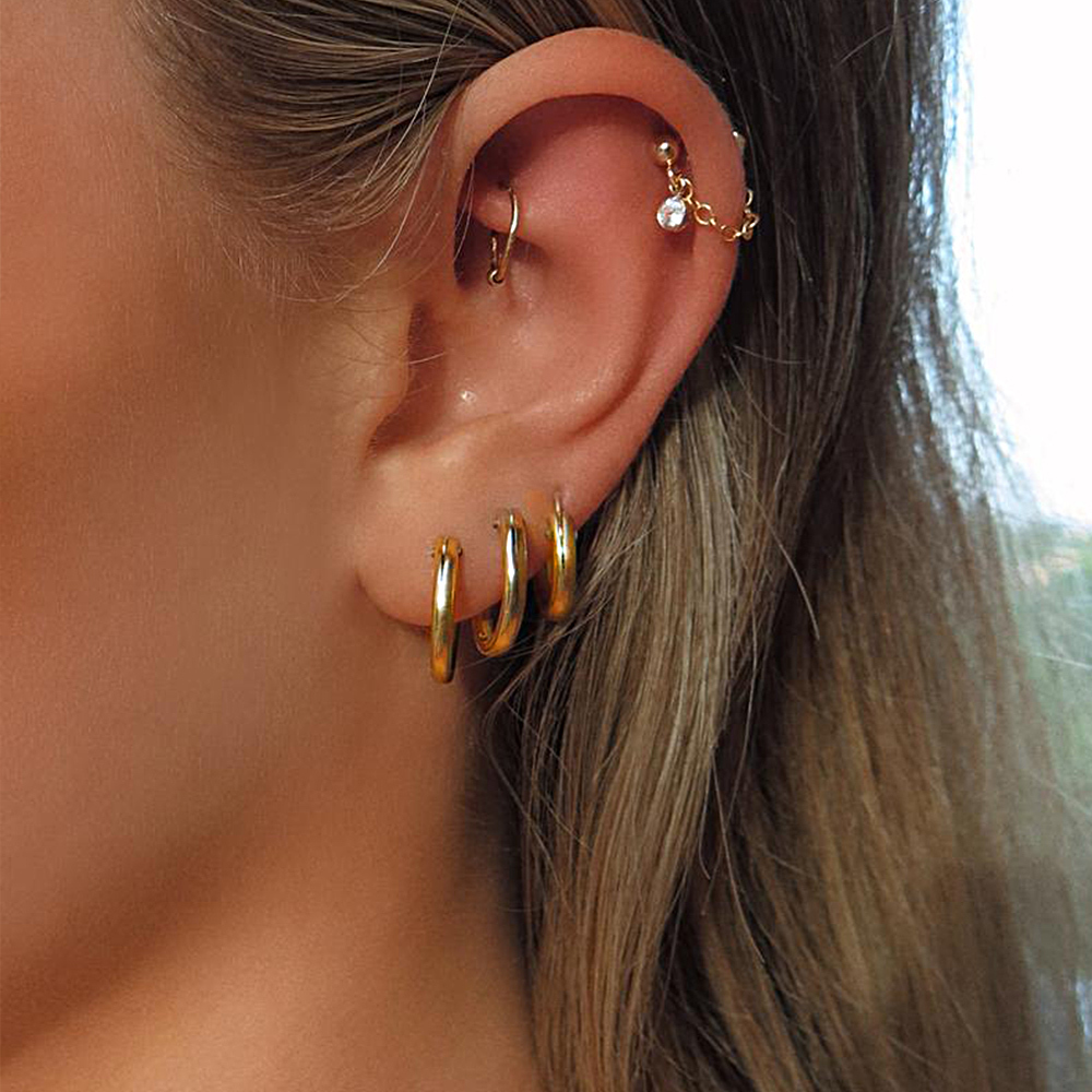 3 Pairs Nickel Free Huggie Hoop Earrings for Men