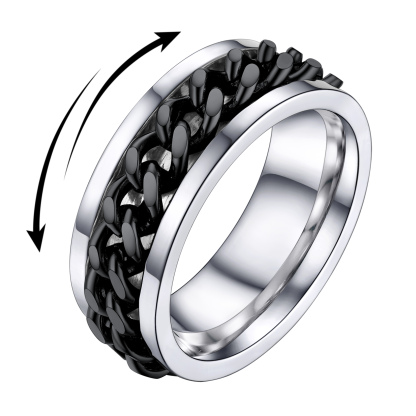Rotating Stainless Steel Chain Link Ring - Dad Gift