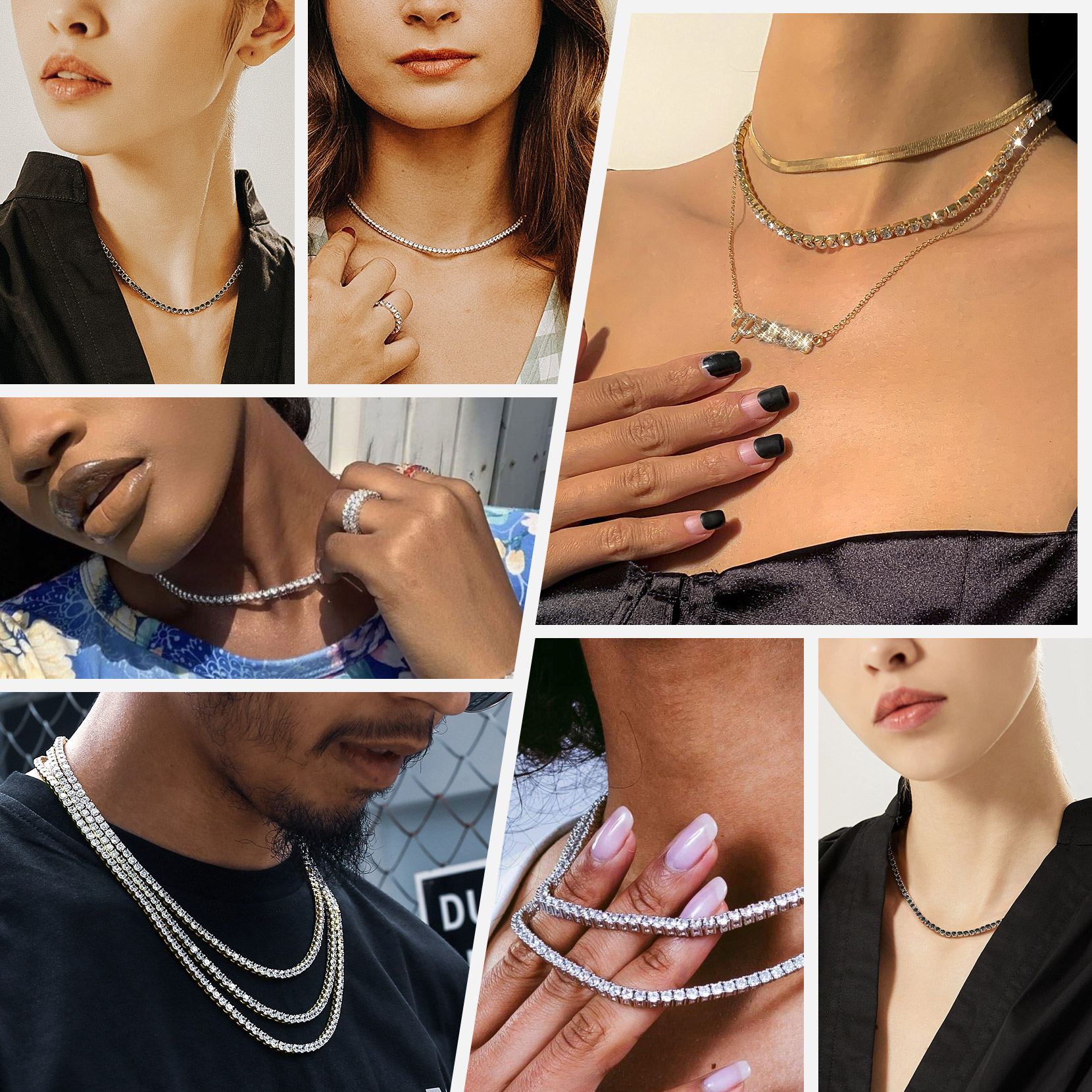 3/5mm Cubic Zirconia Tennis Chain Necklace for Men Women