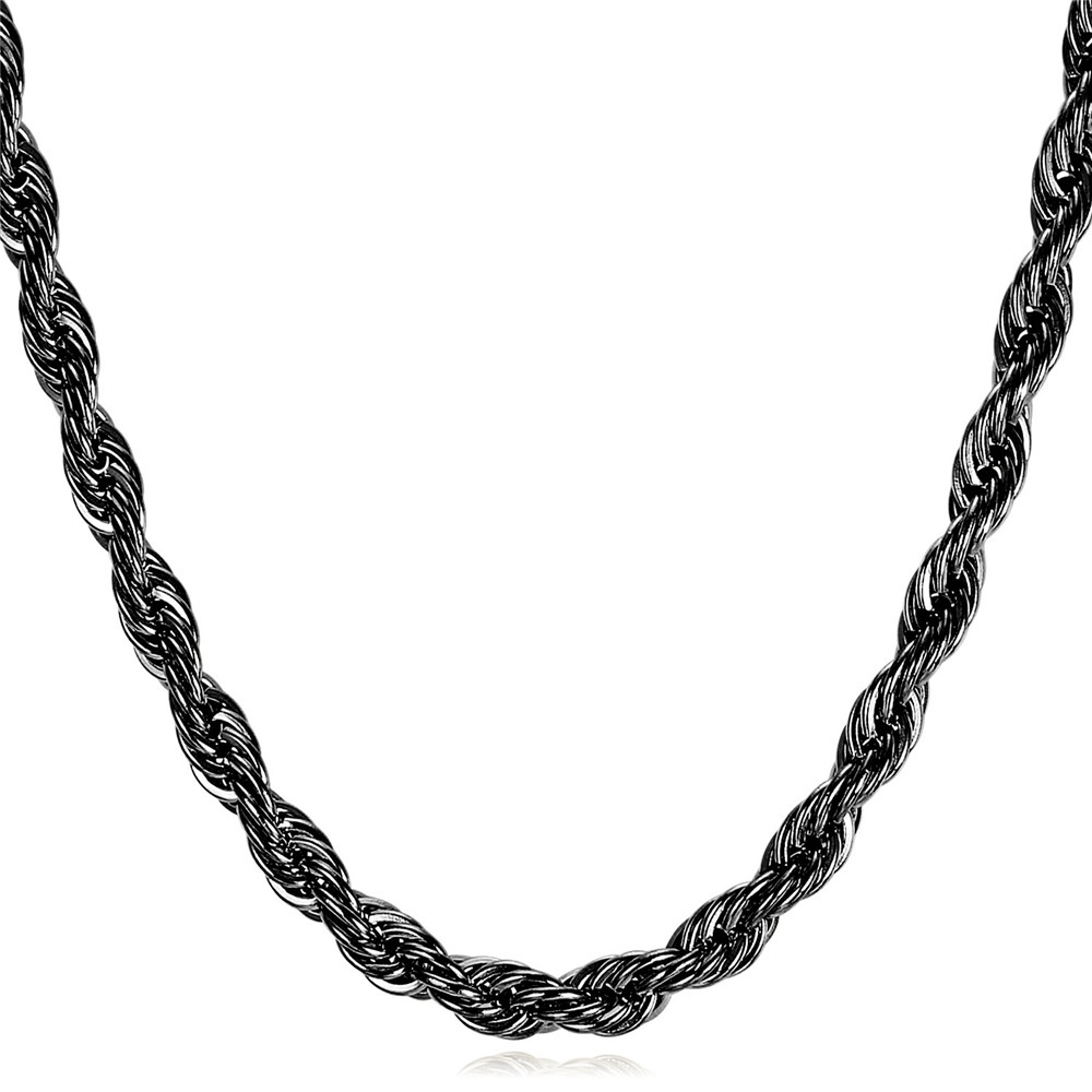 3/6/9MM Twisted Rope Chain Stainless Steel Link Necklace