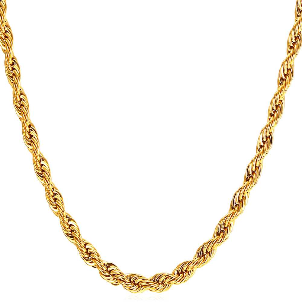 3/6/9MM Twisted Rope Chain Stainless Steel Link Necklace
