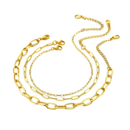 3PC Layered Paperclip Anklet