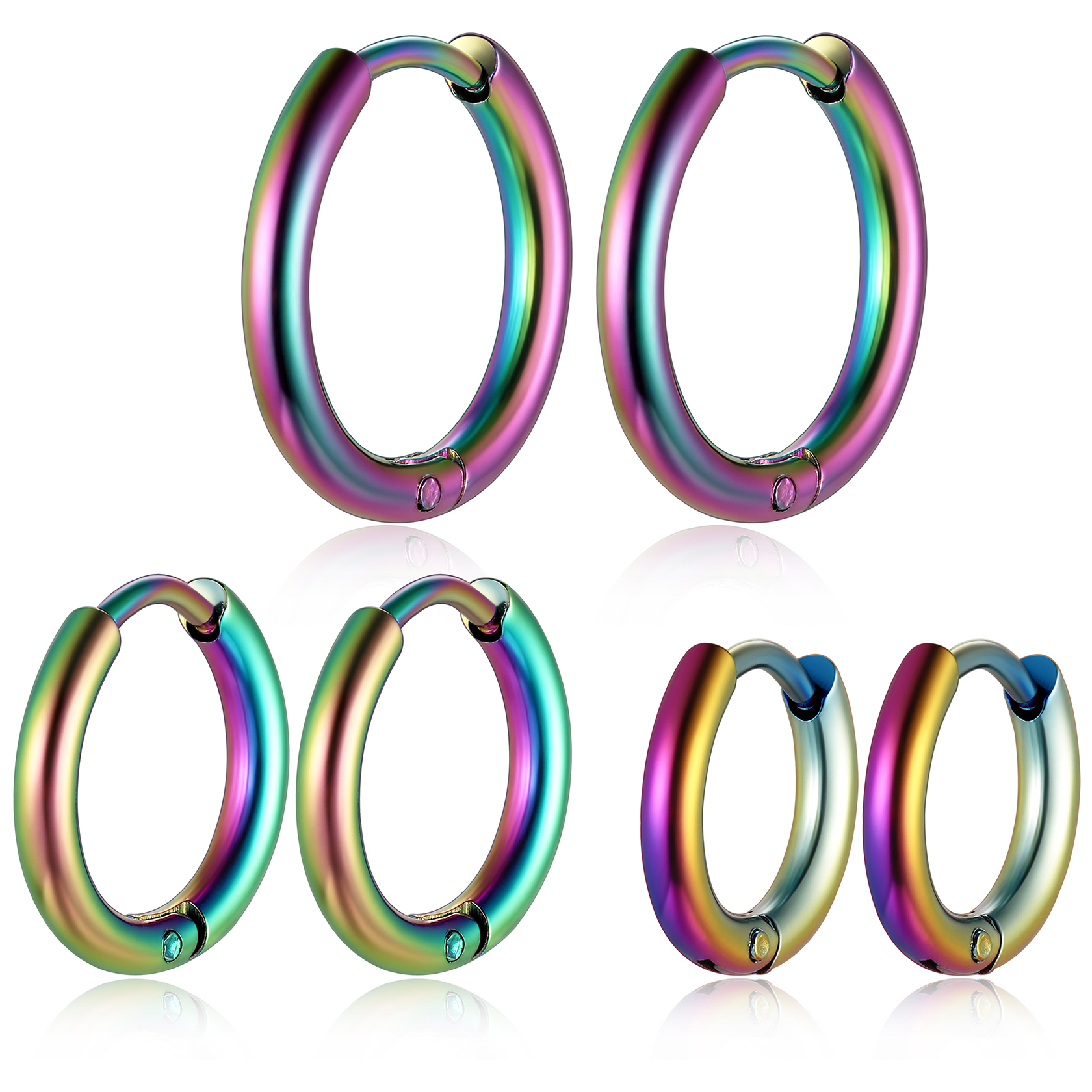 3 Pairs Nickel Free Huggie Hoop Earrings for Men