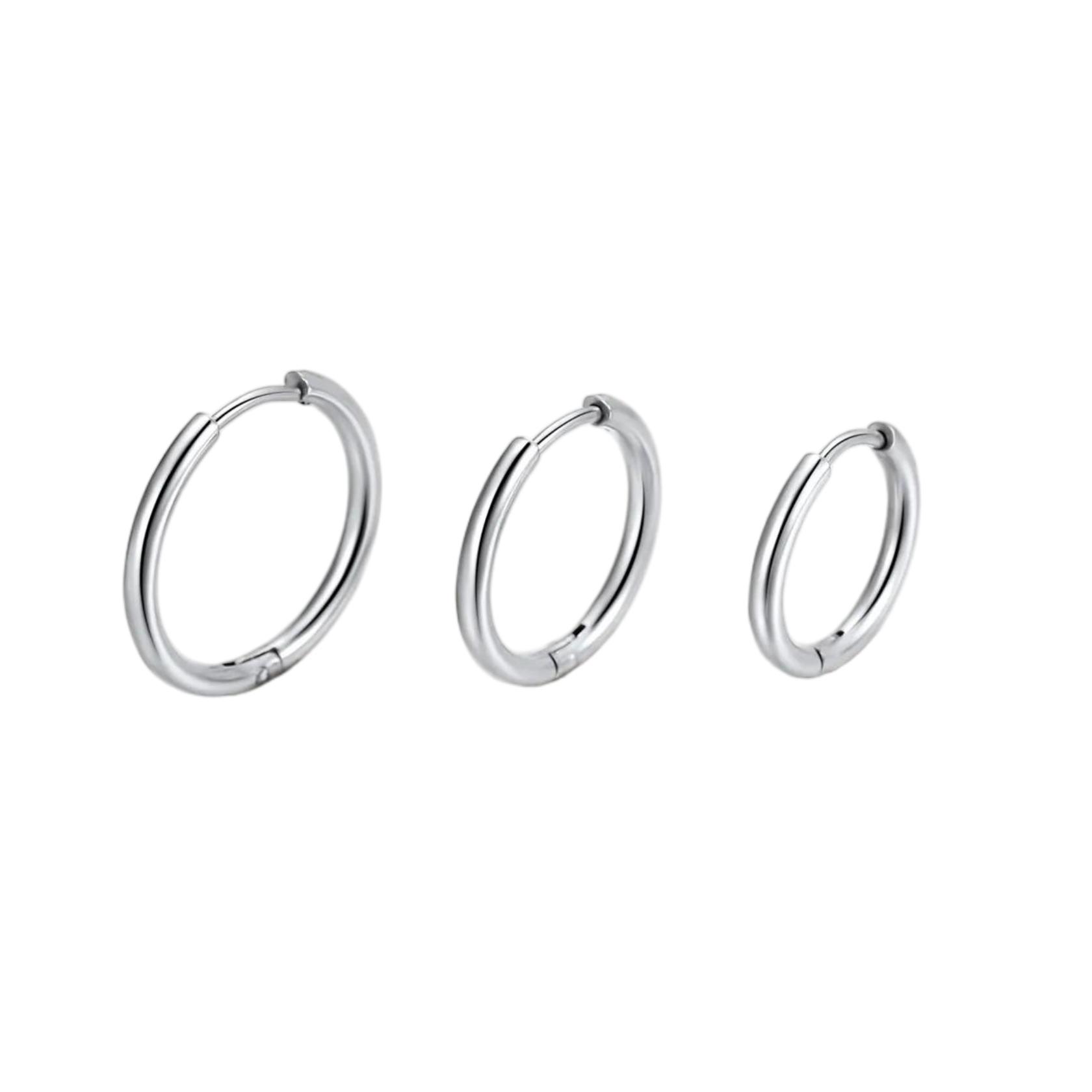3 Pairs Nickel Free Huggie Hoop Earrings
