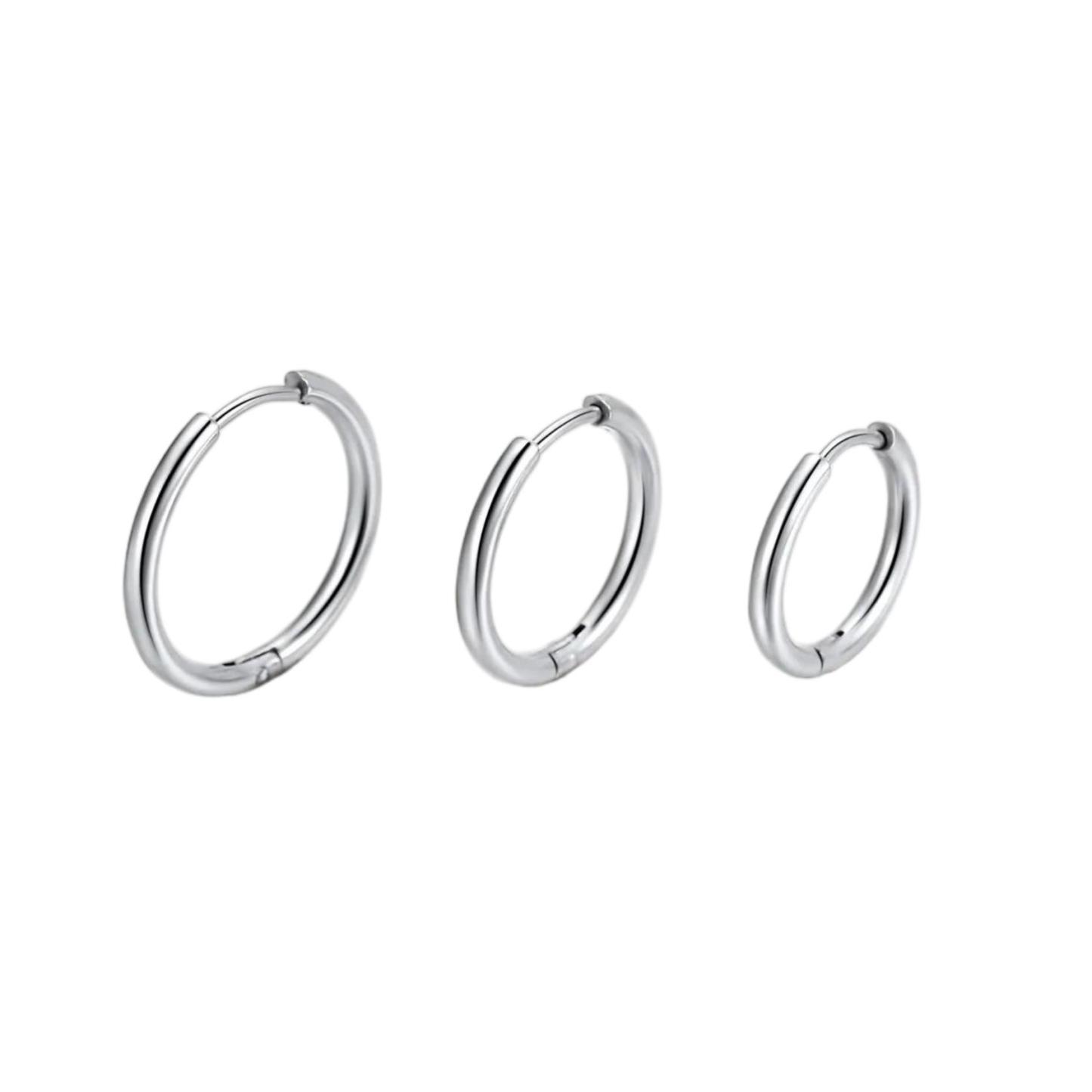 3 Pairs Nickel Free Huggie Hoop Earrings