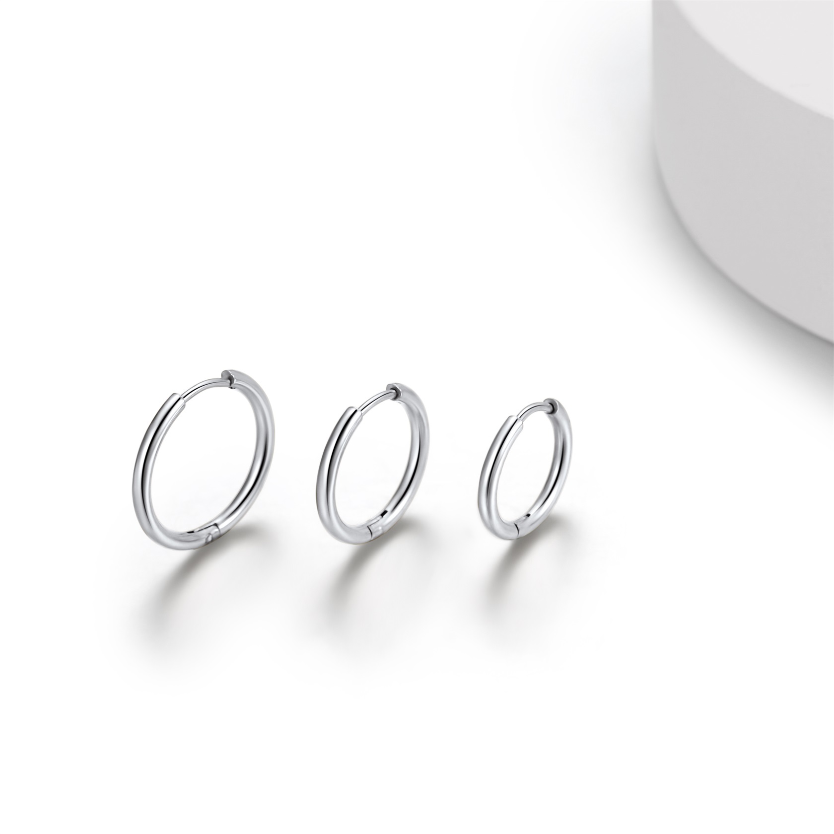 3 Pairs Nickel Free Huggie Hoop Earrings