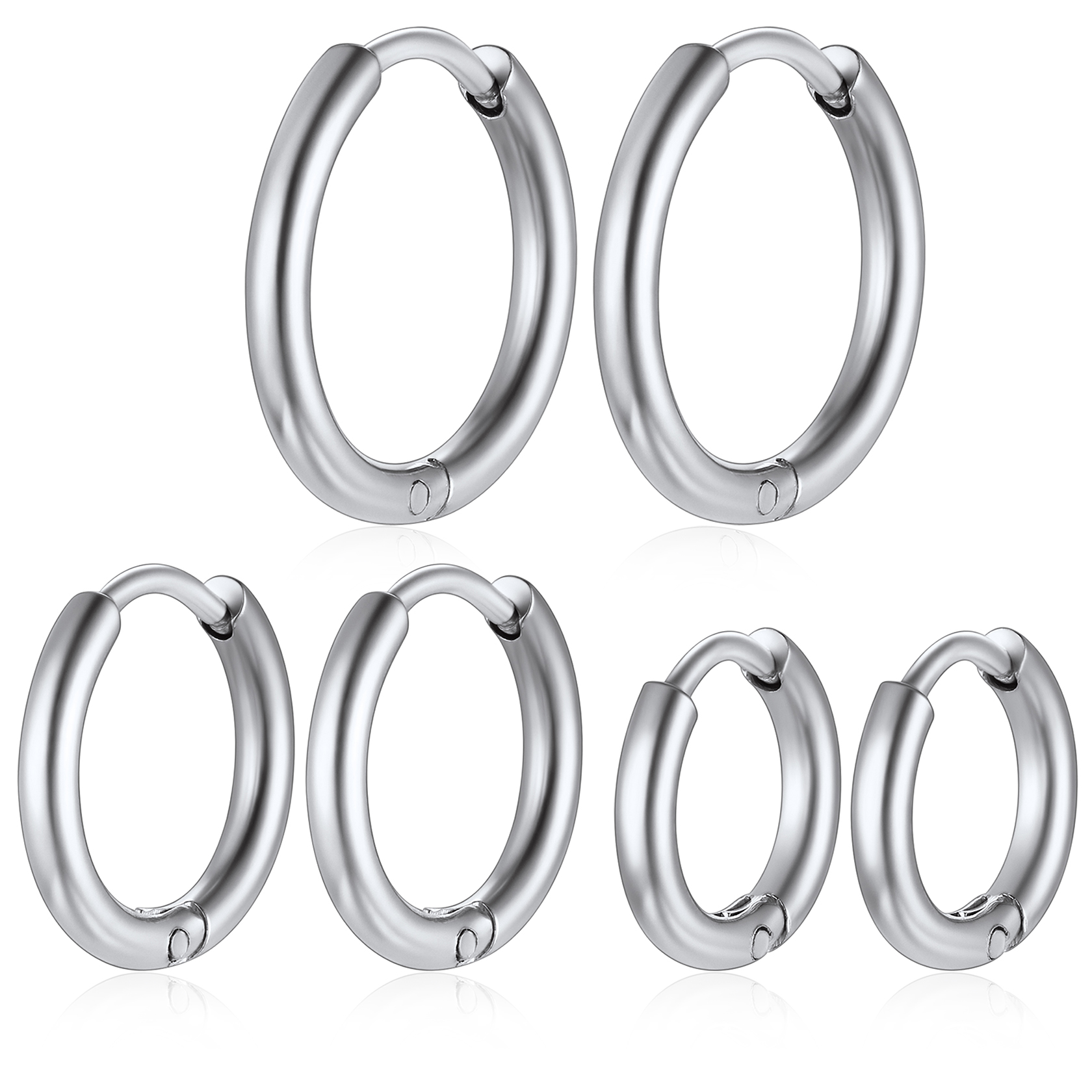 3 Pairs Nickel Free Huggie Hoop Earrings for Men