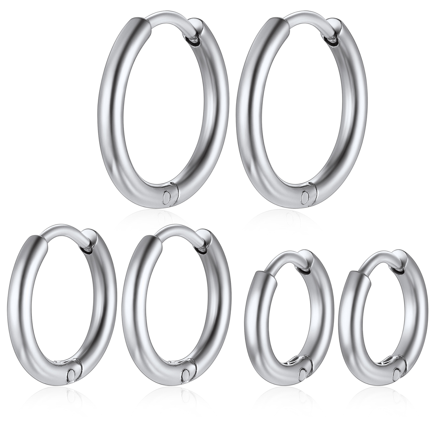 3 Pairs Nickel Free Huggie Hoop Earrings for Men