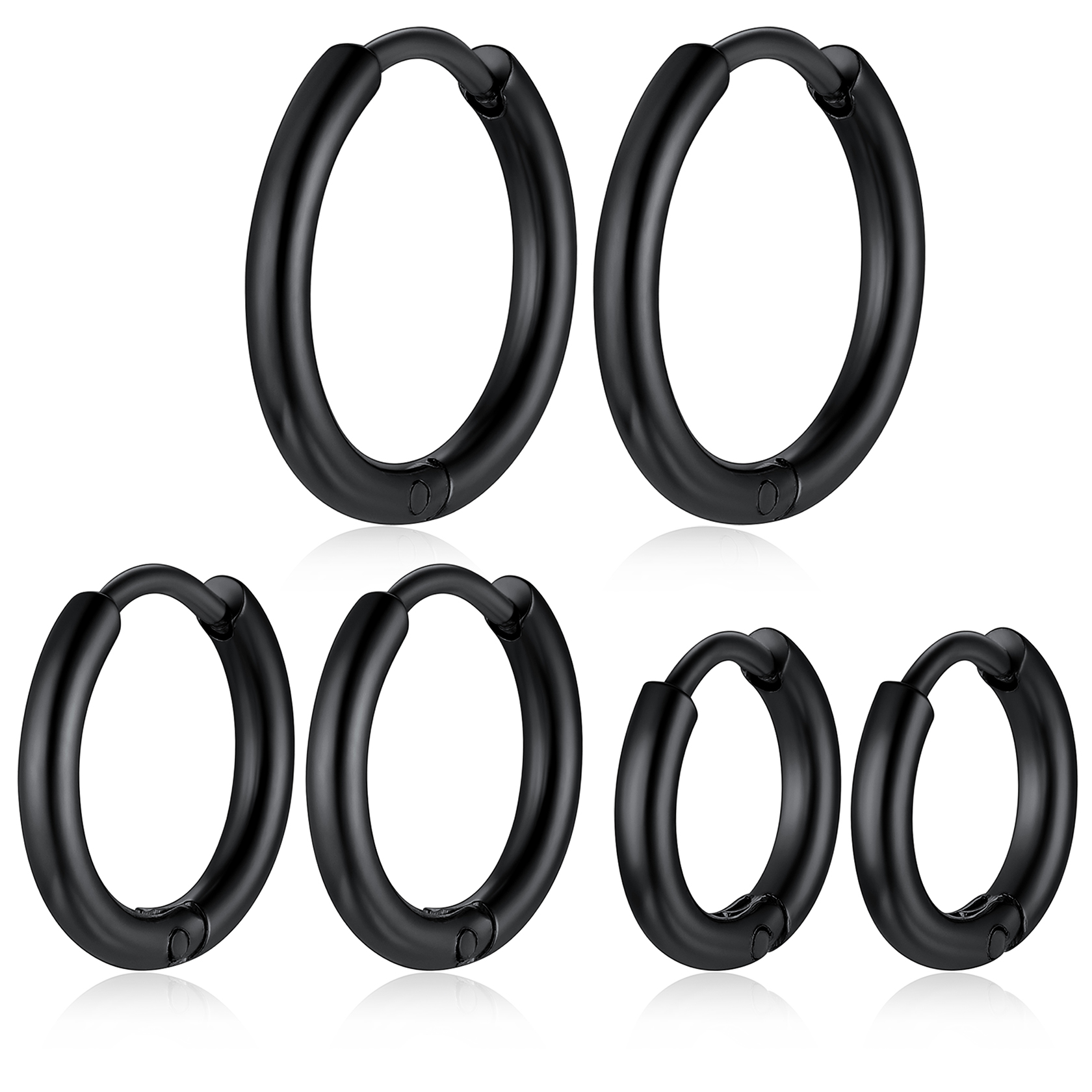 3 Pairs Nickel Free Huggie Hoop Earrings for Men