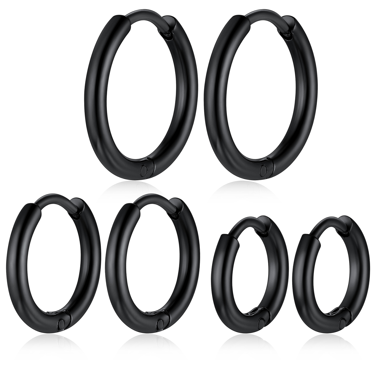 3 Pairs Nickel Free Huggie Hoop Earrings for Men