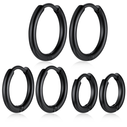 3 Pairs Nickel Free Huggie Hoop Earrings for Men