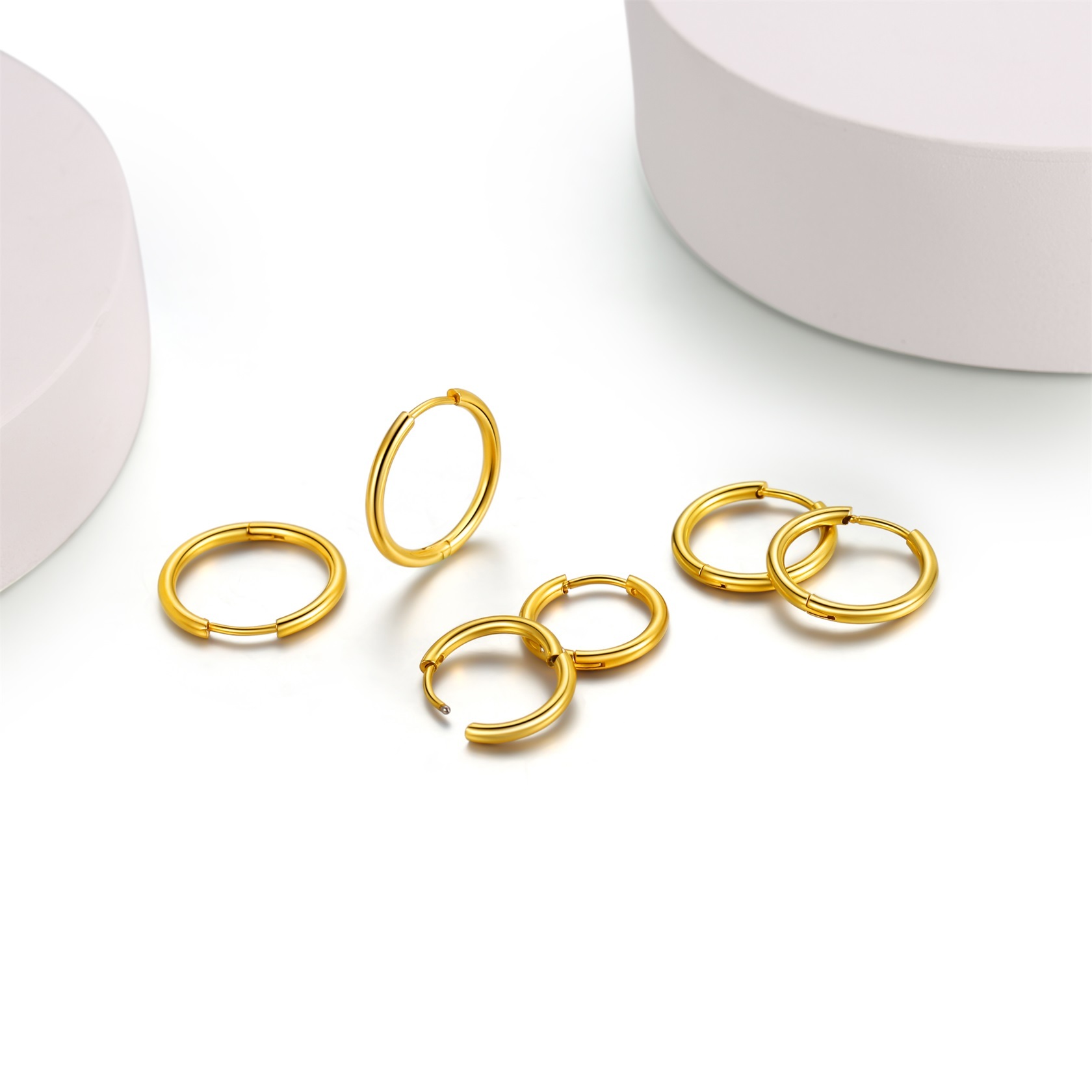 3 Pairs Nickel Free Huggie Hoop Earrings