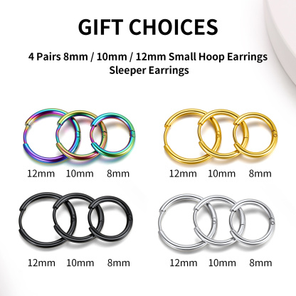 3 Pairs Nickel Free Huggie Hoop Earrings for Men