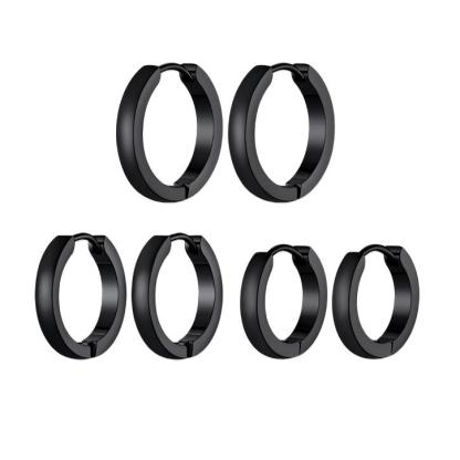 3 Pairs Flat Square Hoop Earrings For Men Women