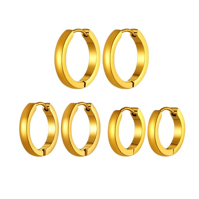 3 Pairs Flat Square Hoop Earrings For Men Women
