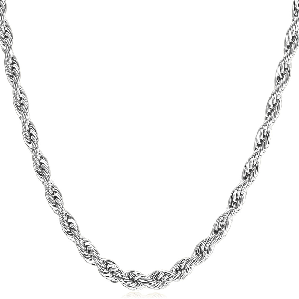 3/6/9MM Twisted Rope Chain Stainless Steel Link Necklace