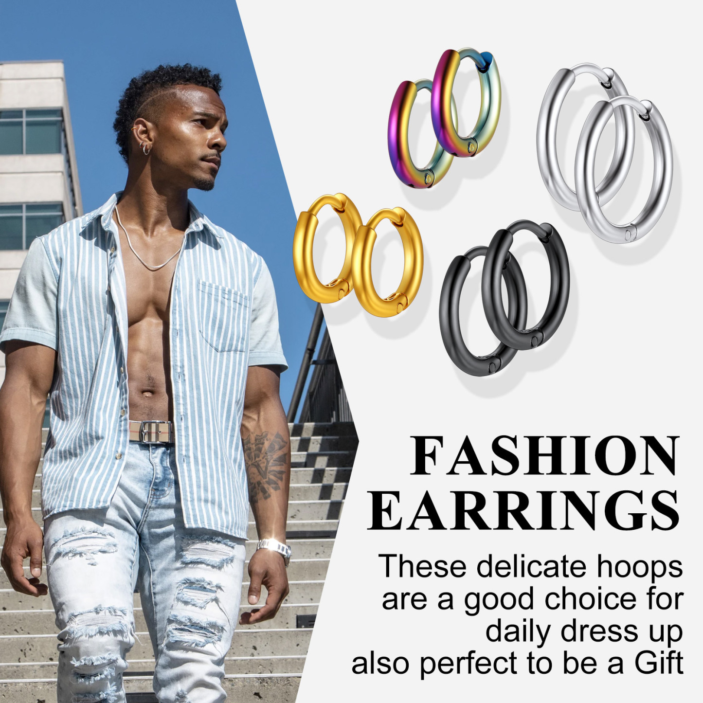 Small Huggie Hoop Earrings for Men Women