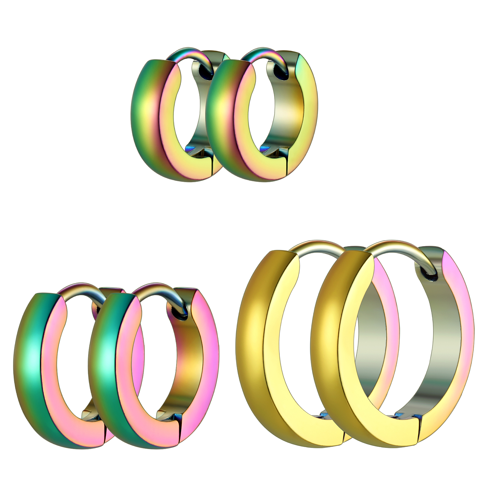 3Pcs Classic Huggie Hoop Earrings Set for Men Women