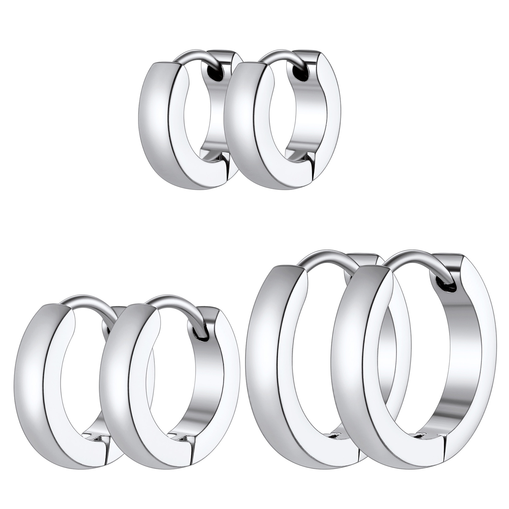3Pcs Classic Huggie Hoop Earrings Set for Men Women