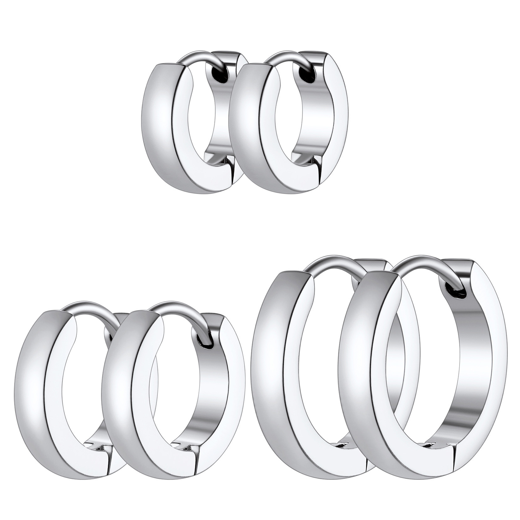 3Pcs Classic Huggie Hoop Earrings Set for Men Women