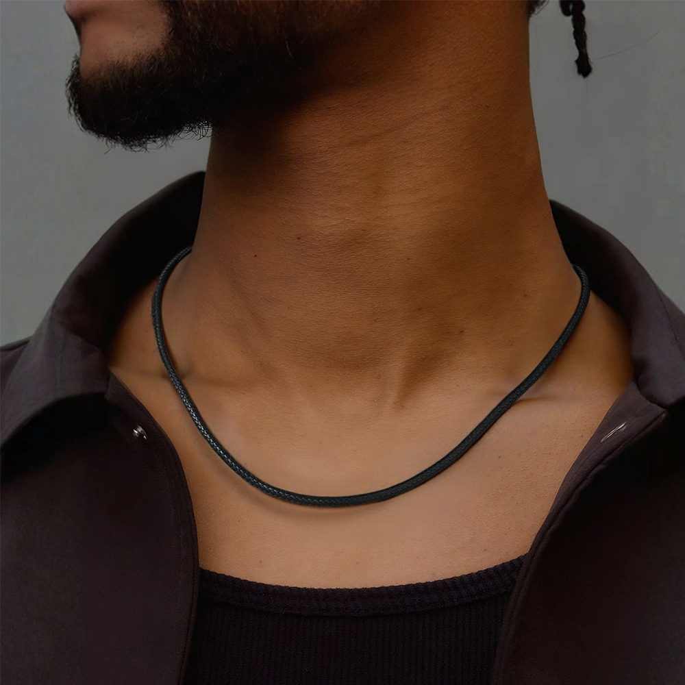 3mm Braided Leather Chain Necklace for Men - Mens Holiday's Gift