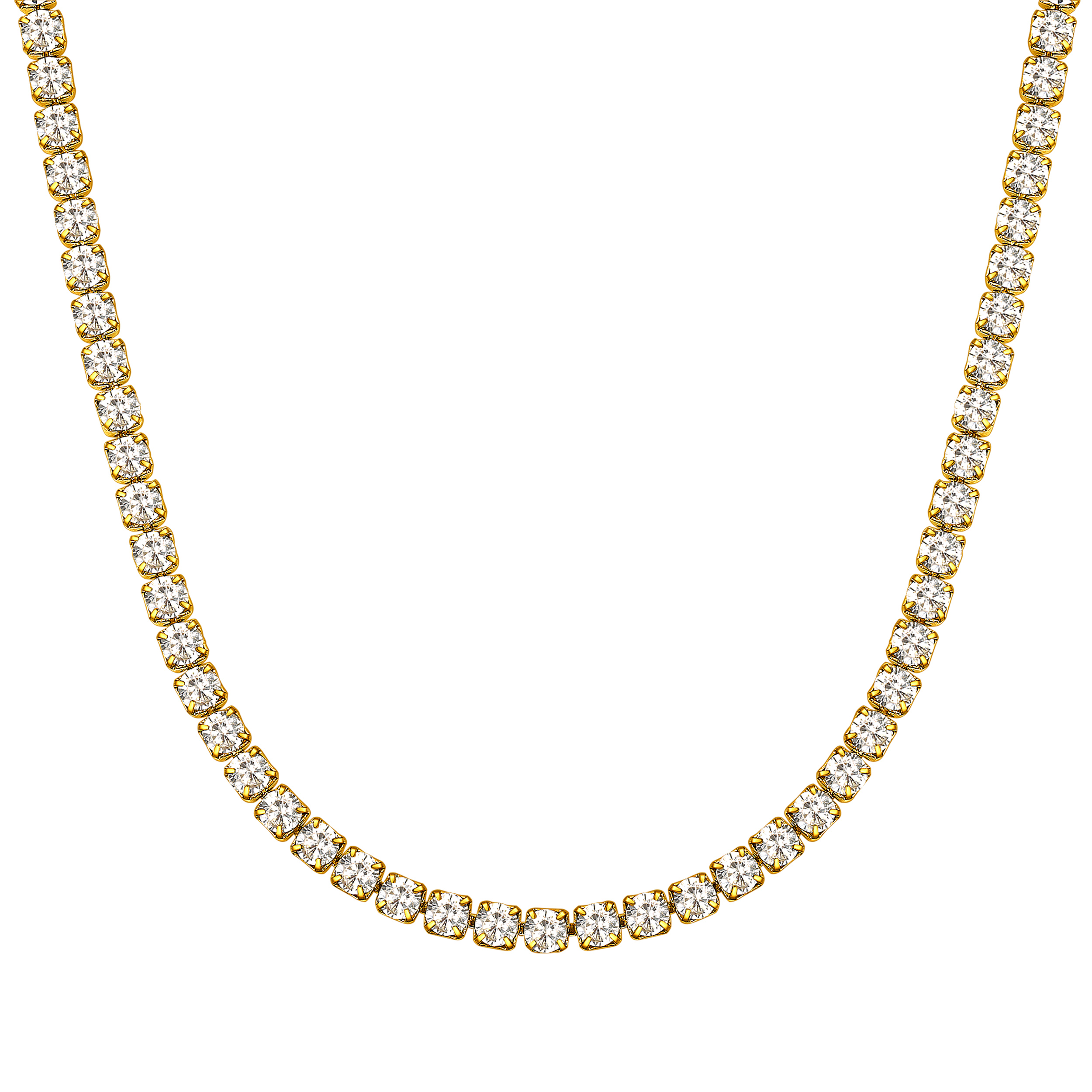 3mm Cubic Zirconia Tennis Chain Necklace in Gold Plated
