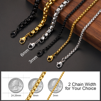 3/6mm Rolo Box Link Chain for Men - Hollow Link Stainless Steel Necklace