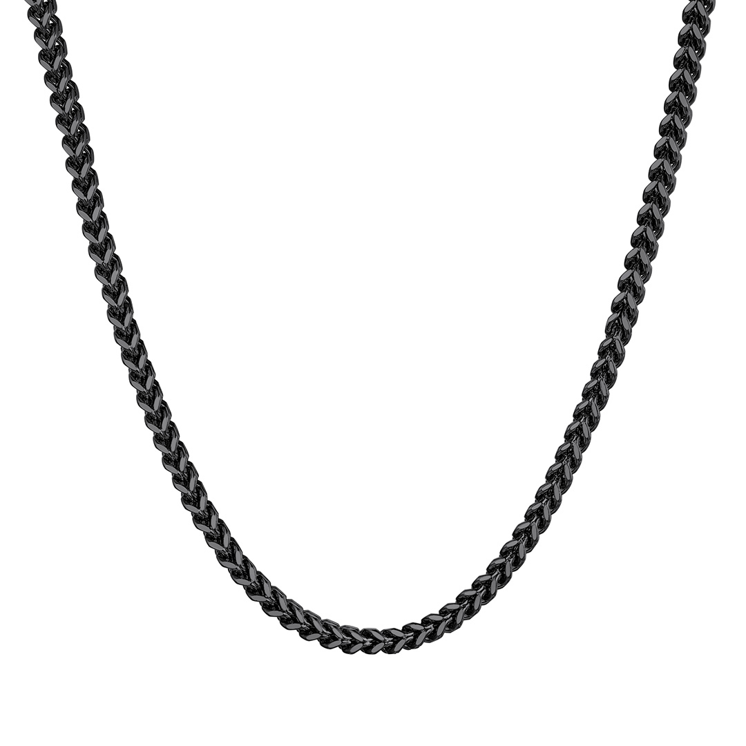 3mm Stainless Steel Franco Chain Necklace in Black Plated