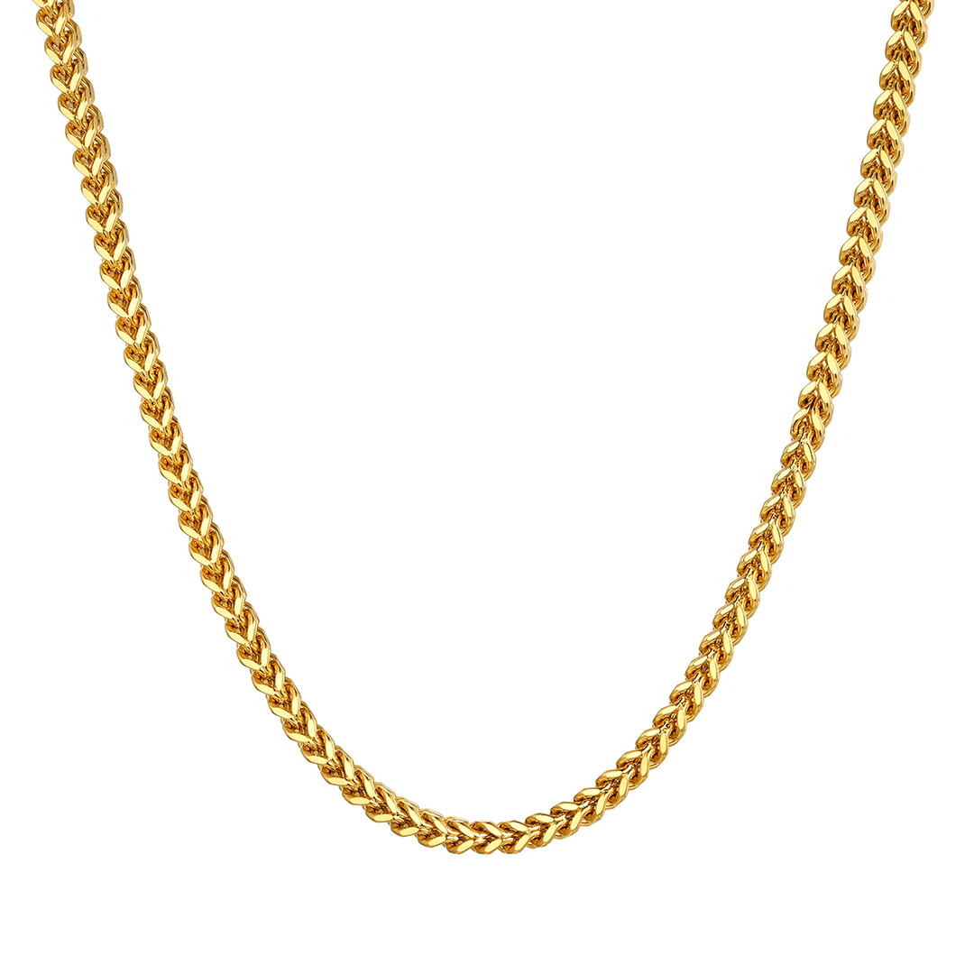 3mm Stainless Steel Franco Chain Necklace in Gold Plated
