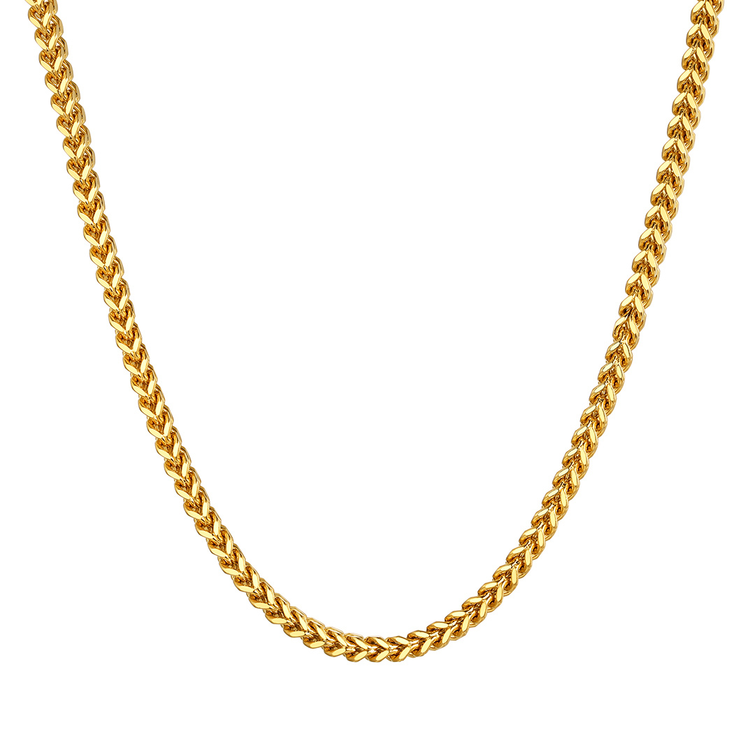 3mm Stainless Steel Franco Chain Necklace in Gold Plated