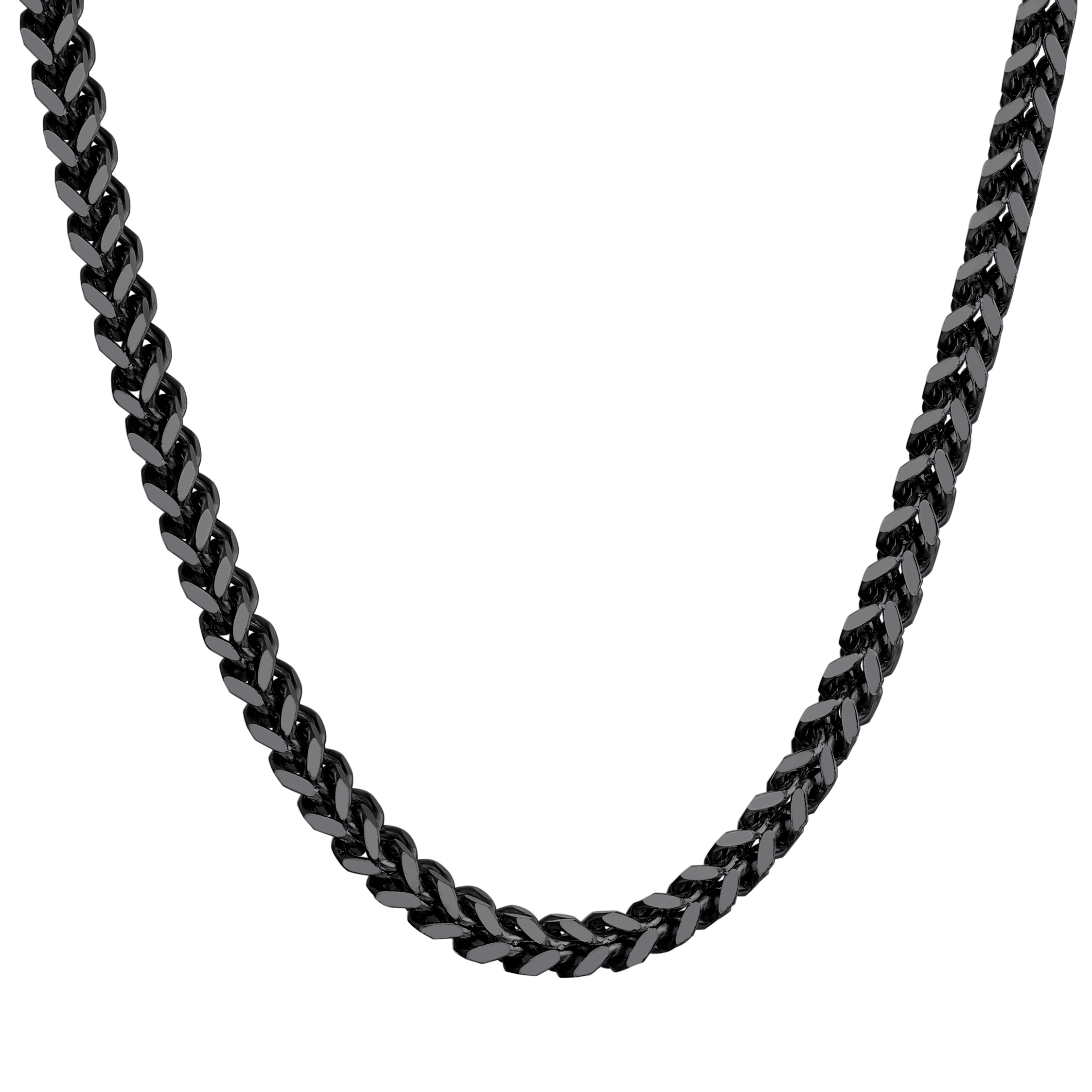 4.5mm Stainless Steel Franco Chain Necklace in Black Plated